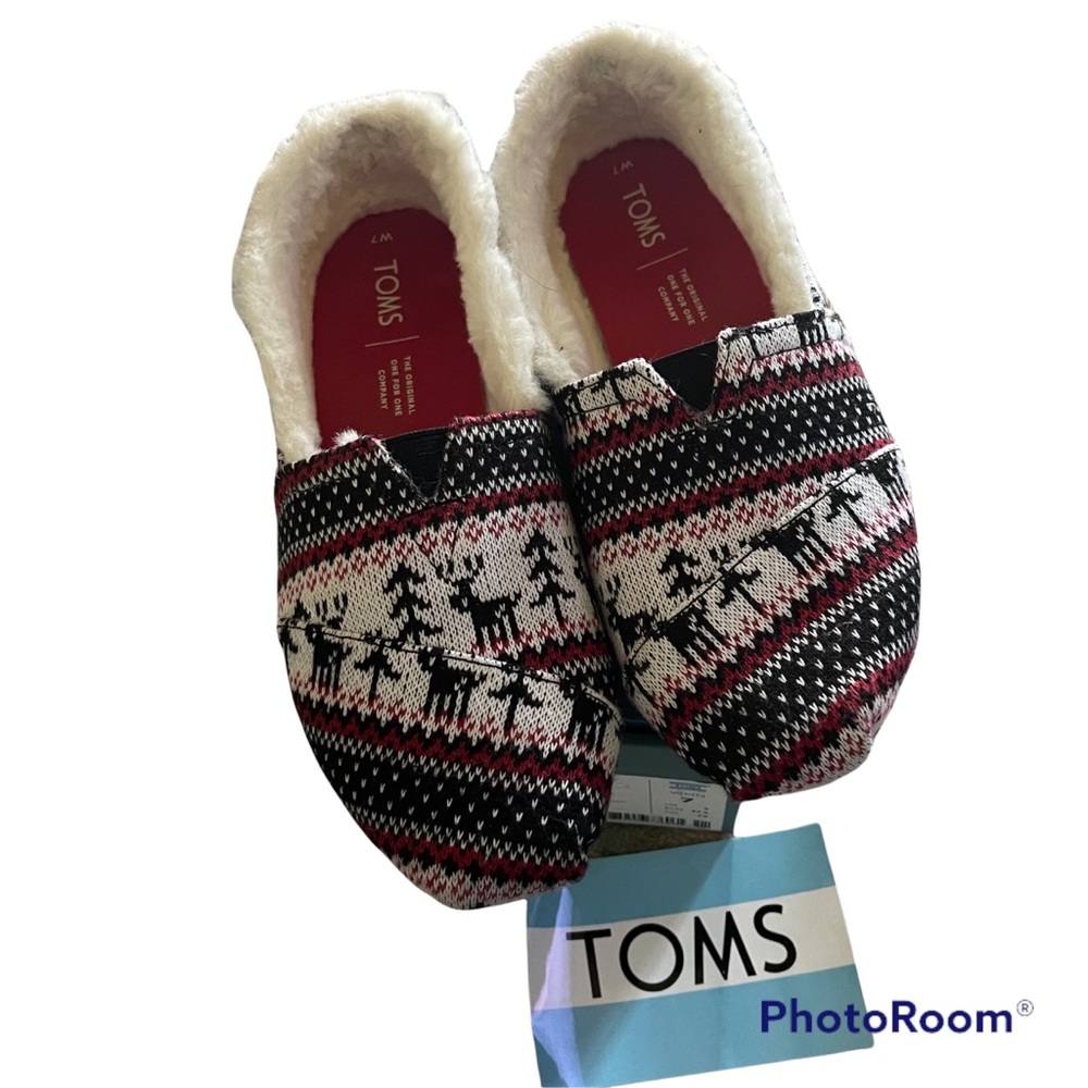 TOMS classic reindeer festive fair isle shoes